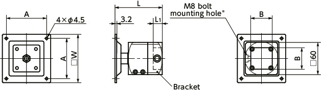 DFK-AADisplay Mounting Systems - 360° Rotation Type - Bolt Retention寸法図