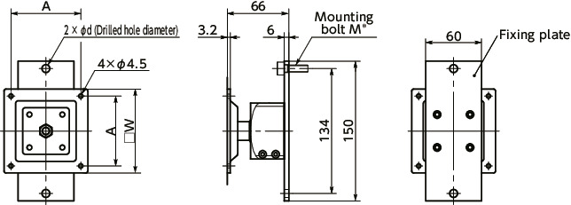 DFK-AFDisplay Mounting Systems - 360° Rotation Type - Bolt Retention寸法図