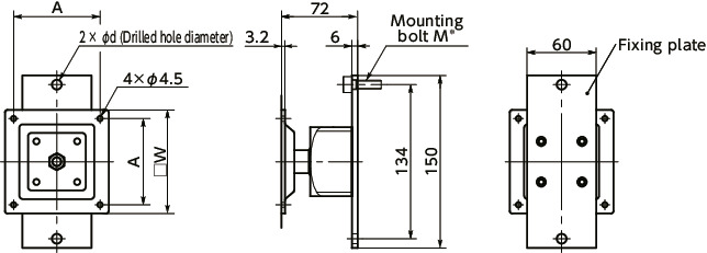 DFT-AFDisplay Mounting Systems - 360° Rotation Type - Spring Retention寸法図
