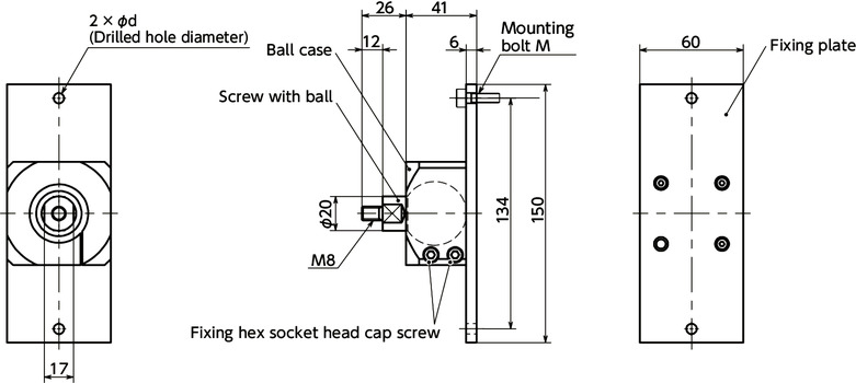 DFKM-AFBall Joint (Male Screw) - Bolt Mounting寸法図