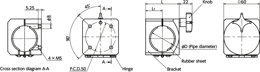 DPBFor Round Pipe Bracket寸法図
