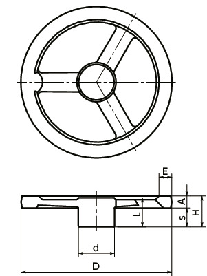 AH-NAluminum Flat Handwheels寸法図