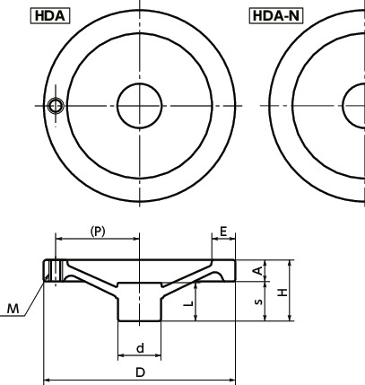 HDAAluminum Disk Handwheel寸法図