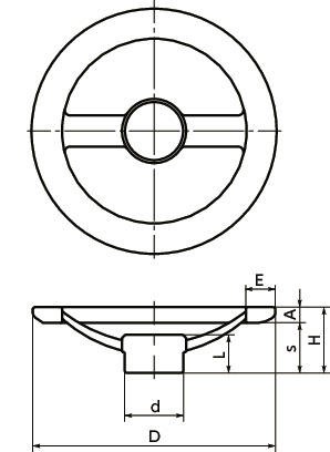 HSM-NStainless Steel Handwheels寸法図
