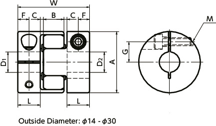 MJC-CS-EWHFlexible Coupling - Jaw-Type - Clamping Type寸法図