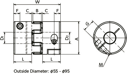 MJC-CS-RDFlexible Coupling - Jaw-Type - Clamping Type寸法図