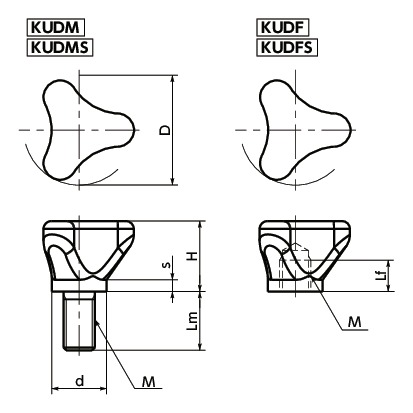 KUDMSPlastic Miniature Knob寸法図