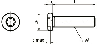 SNZCXSHexalobular Socket Extra Low Profile Miniature Screw寸法図