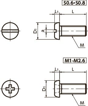 SNZS-MPan Head Machine Screws for Precision Instruments寸法図