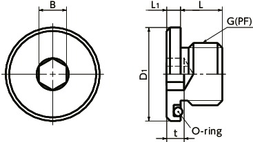 SFMS-GHexagon Socket Flange Head Screw Plugs with O-rings寸法図