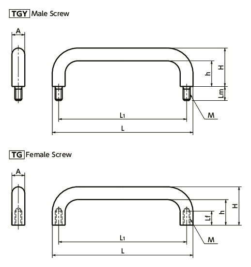 TGStainless Steel Pull寸法図