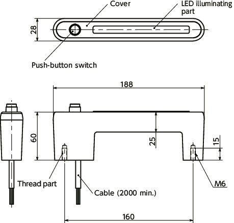 UPIF-PSLPlastic Pulls - With Switch and LED寸法図