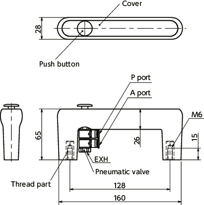 UPVFPlastic Pulls - With Pneumatic Valves寸法図