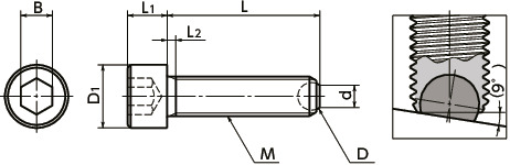 SCB-FClamping Bolts - Flat Ball寸法図