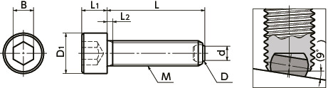 SCB-FBClamping Bolts - Flat Ball - with Reversal Prevention Mechanism寸法図