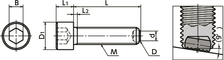 SCB-GBClamping Bolts - Knurled Ball - with Reversal Prevention Mechanism寸法図