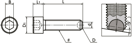 SCBS-F(INCH)Clamping Bolts - Flat Ball (Inch Thread)寸法図