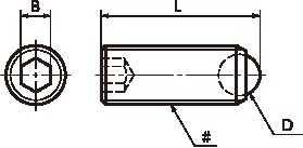 SCSS-R(INCH)Clamping Screws - Full Ball (Inch Thread)寸法図