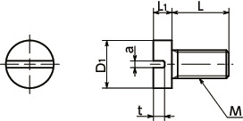 SNCWSlotted Cheese Head Machine Screws (Pure Tungsten)寸法図