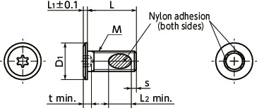 SETS-ALKHexalobular Socket Head Cap Screws with Extreme Low Profile (Nylon Patch)寸法図