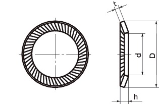 SWRRibbed Lock Washers寸法図