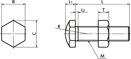 SSBS-BStopper Bolt - Head Sphere Type寸法図