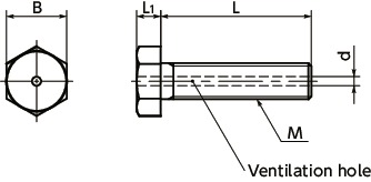 SVHSHexagon Head Bolts (with Ventilation Hole)寸法図