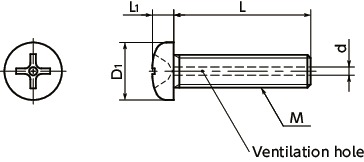 SVPSPhillips Cross Recessed Pan Head Machine Screw (with Ventilation Hole)寸法図