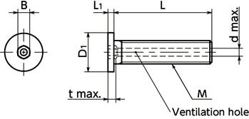 SVSHLHex Socket Head Cap Screw with Special Low Profile (SUS316L, with Ventilation Hole)寸法図