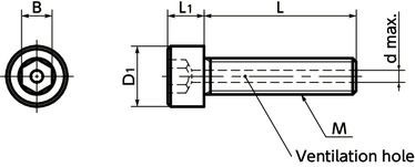 SVSMMolybdenum Hex Socket Head Cap Screws with Ventilation Hole寸法図