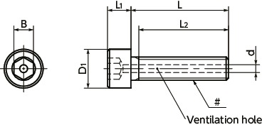 SVSS(INCH)Hex Socket Head Cap Screws (with Ventilation Hole / Inch Screws)寸法図