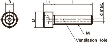 SVSS-PCHex Socket Head Cap Screws with Ventilation Hole寸法図