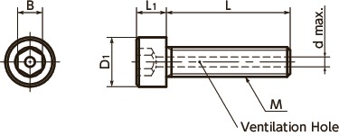 SVSTHex Socket Head Cap Screws with Ventilation Hole - Titanium寸法図