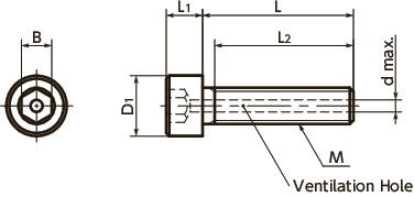 SVSX-88Hex Socket Head Cap Screws with Ventilation Hole - High Intensity S.S.寸法図