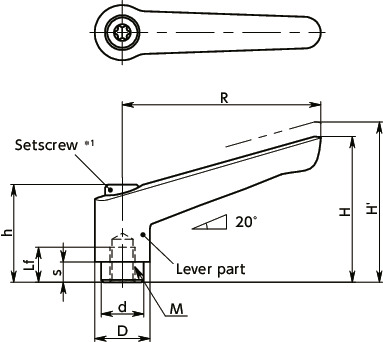 LEFEPlastic Clamp Levers, Female Screw寸法図