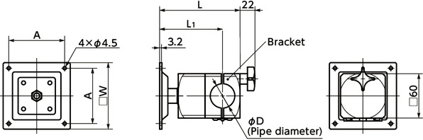 DFT-PBDisplay Mounting Systems - 360° Rotation Type - Spring Retention寸法図