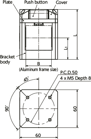 CUABQuick Positioning Brackets - For Aluminum Frames寸法図