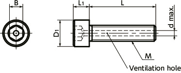 SVSLGHex Socket Head Cap Screws with Ventilation Hole - High Intensity Stainless Steel寸法図