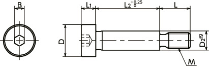 SBSM内六角肩型螺栓寸法図