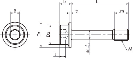 SSC-SFSS带法兰内六角防脱落螺丝寸法図
