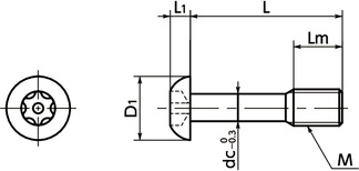 SSC-SRBS梅花槽防脱落圆头螺栓（带芯）寸法図