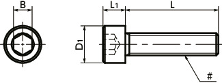 SPE-C(INCH)树脂螺丝（PEEK / 内六角圆柱头螺栓 / 英制螺纹）寸法図