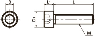 SPE-C树脂螺丝(PEEK/内六角圆柱头螺栓)寸法図