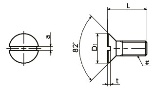 SPE-FS(INCH)树脂螺丝（PEEK / 带切口埋头小螺钉 / 英制螺纹）寸法図