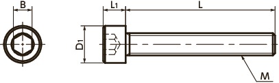 SPE-FT树脂螺丝（PEEK/内六角圆柱头螺栓/全螺纹）寸法図