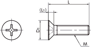 SPV-F1树脂螺丝（PVDF / 十字槽埋头小螺钉）寸法図