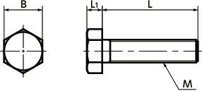 SPVC-H树脂螺丝（H-PVC/六角螺栓）寸法図