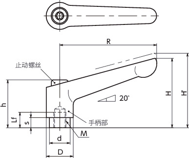 LDF夹紧手柄(内螺纹)寸法図