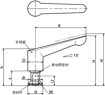 LDFS-HD-E夹紧手柄（内螺纹）- 卫生型设计寸法図