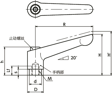 LDFS夹紧手柄（内螺纹）寸法図